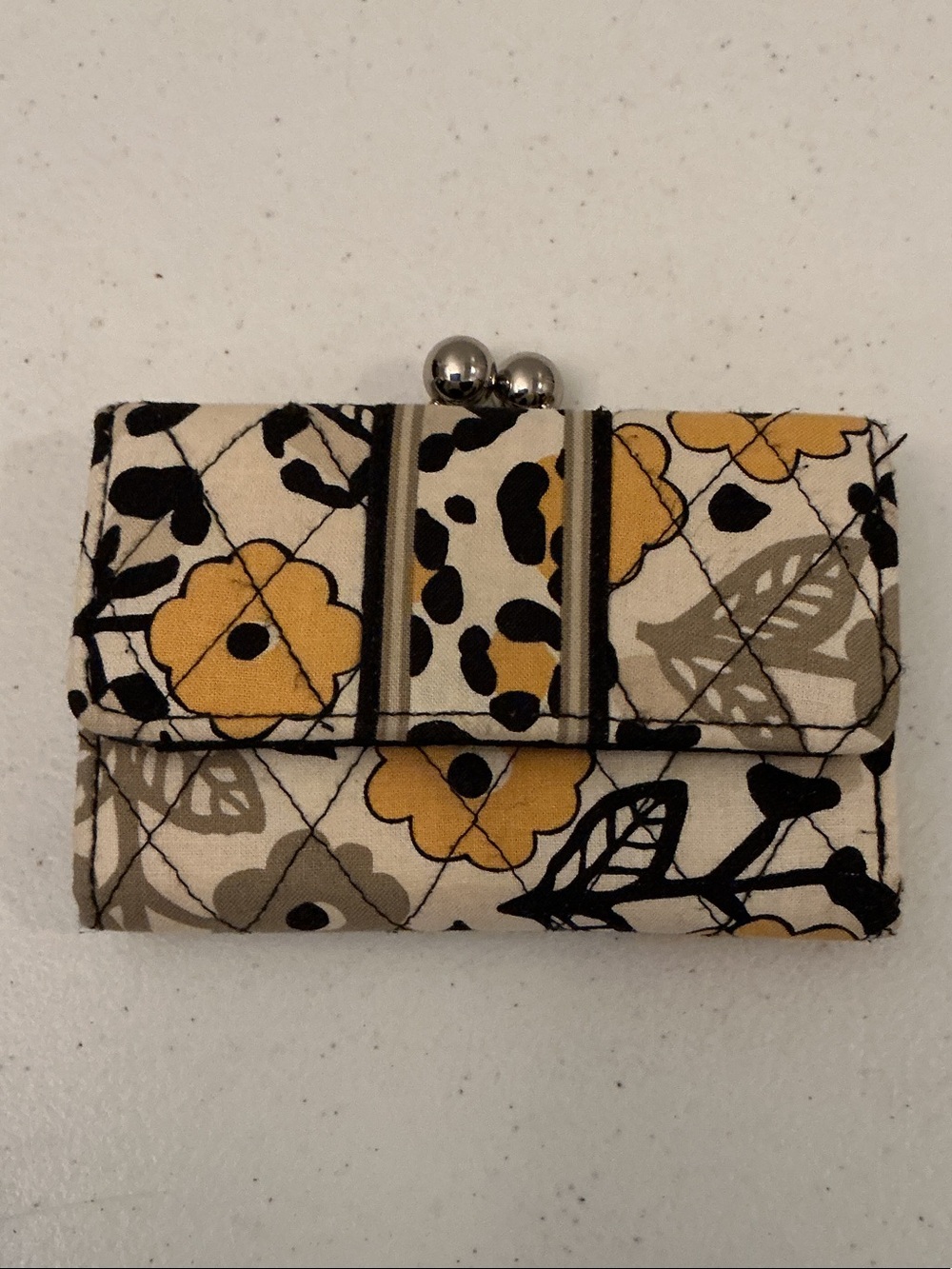 Vera Bradley trifold wallet in the retired Go Wild pattern